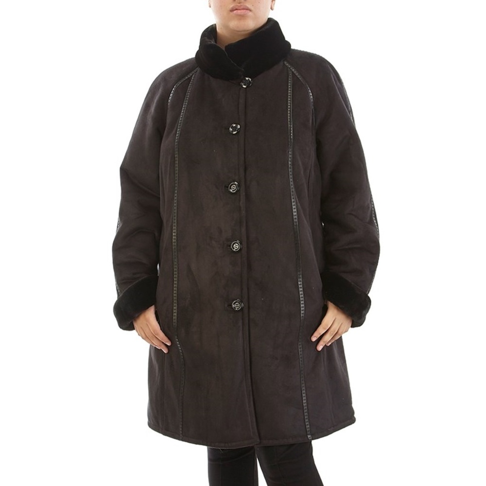 *SALE* Gallery Long Black Faux Fur Coat